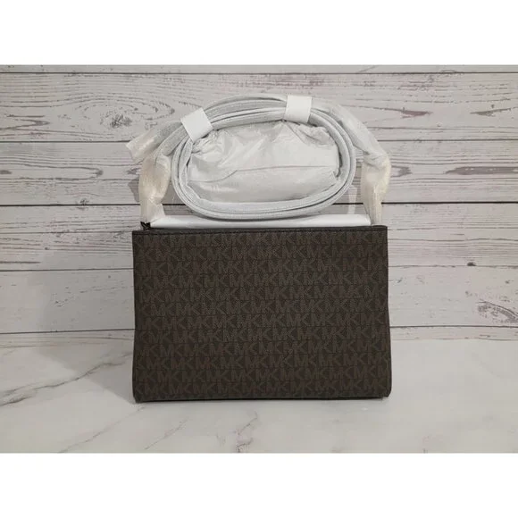 MICHAEL Michael Kors Trisha Medium Logo Crossbody Bag BROWN - Picture 5 of 9